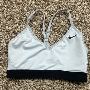 Nike Women's Light Gray and Black Sports Bra